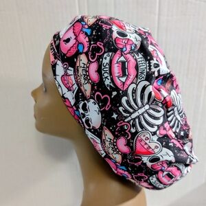 Skeletons, Valentines, Euro Style Scrub Cap, Scrub Cap, Chemo Cap